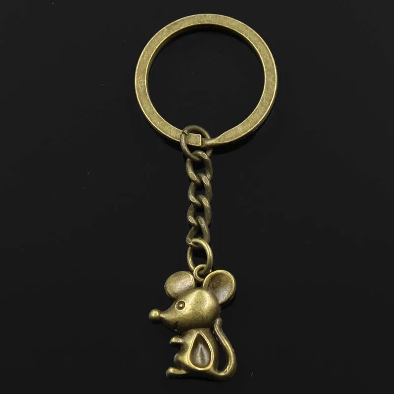 Fashion Mouse 24x18mm Pendant 30mm Key Ring Metal Chain Bronze Silver Color Men Car Gift Souvenirs Keychain Dropshipping