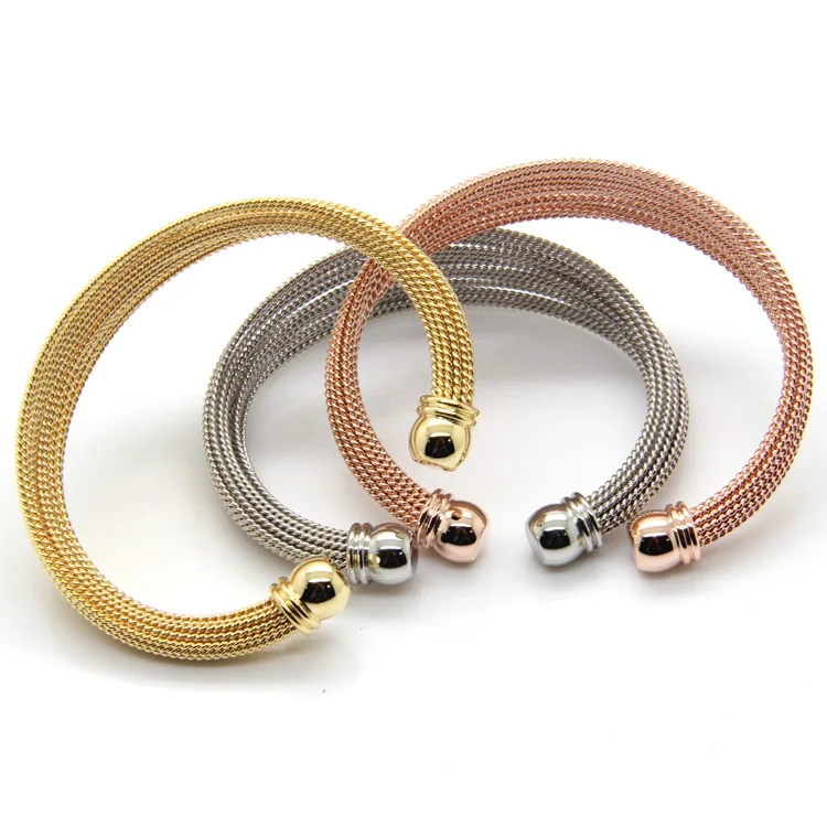 Never Fade Stainless Steel A Lot Of Twisted Wire Bracelets Bangles Gold / Rose Gold / Silver Color Women\'s Fashion Jewelry