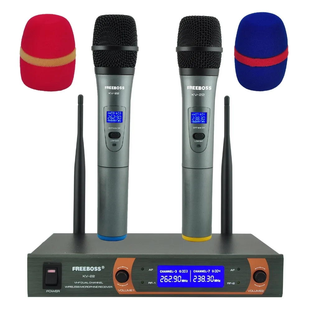 Freeboss KV-22 VHF 2 Handheld Wireless Microphone Dynamic Capsule Family Party Mixed Output  Wireless Microphone