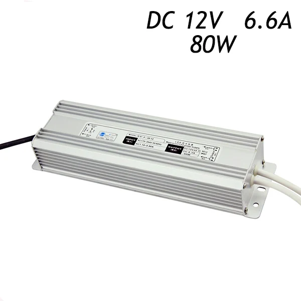 2pcs/lot 12V 6.6A 80W IP67 Waterproof Transformers AC220-240V To DC Switching Power Supply Driver for LED Strip 5050 3528