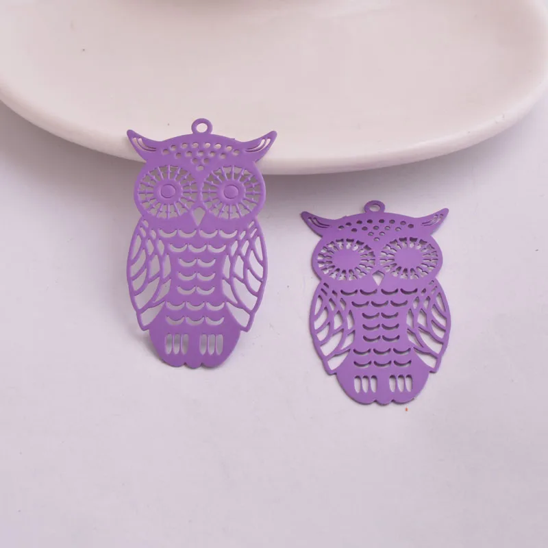 30 Stück/Set AA3093 26x47mm Messing-Eulenanhänger Filigrane Tieranhänger Bemalte Anhänger Fermoirs für Schmuckherstellung – Detail 8