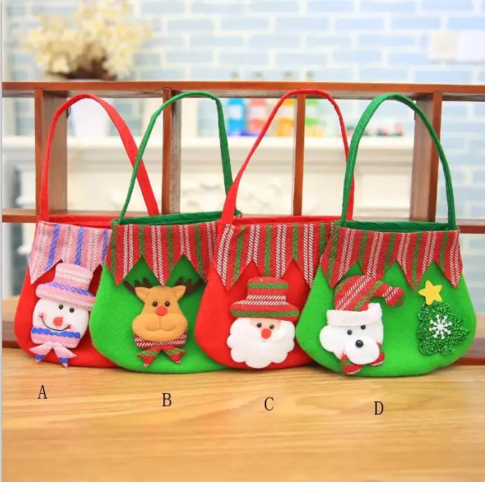 New Pouch Sack Present Bag Christmas Decoration Cute Santa New Year Chrismas Santa Claus Kids candy gift bags Handbag lin4894