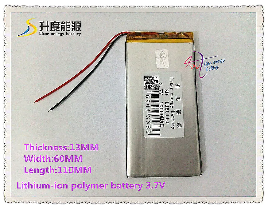 3.7V 10000mAH SD 1360110 (polymer lithium ion battery / A class cell ) Li-ion battery for tablet pc,e-book,speaker