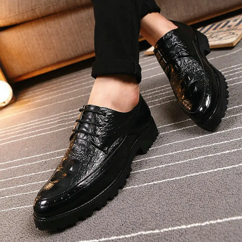 Luxury Brand Men Oxfords Shoes Wedding Party Brogue Shoes Crocodile pattern Men Dress Shoes Leather Formal Business shoes  LH-95