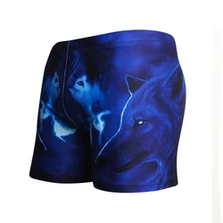 Wolf Print Men Swimwear Swimming Trunks Push Up Bathing Suit Man Diving Swimsuit Briefs Big Size Beach Sport Shorts