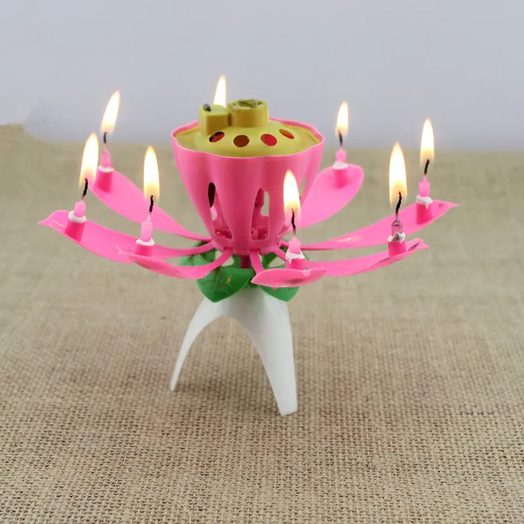 Musical Lotus Flower Candles, Happy Birthday, Romantic Party Gift, Free Shipping, 100Pcs Lot