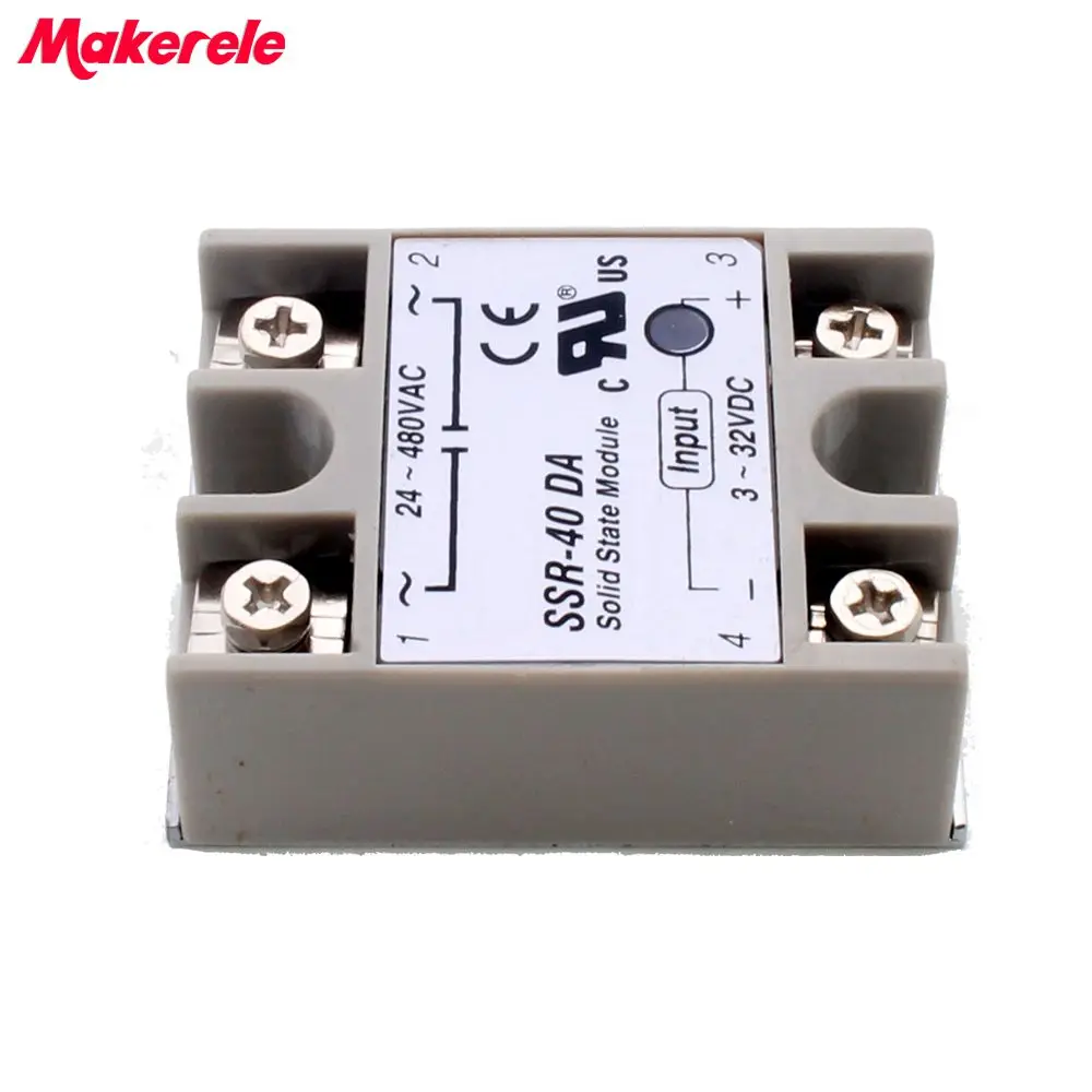 24V-380V 40A 250V SSR-40DA Solid State Relay Module 3-32V DC To AC SSR-40 DA SSR 40A Makerele
