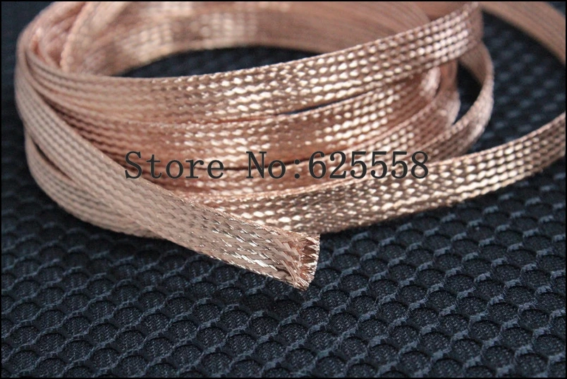 2M 6.6ft 13mm Copper Braid Sleeve Screening Tubular Cable Copper Sleeve tube