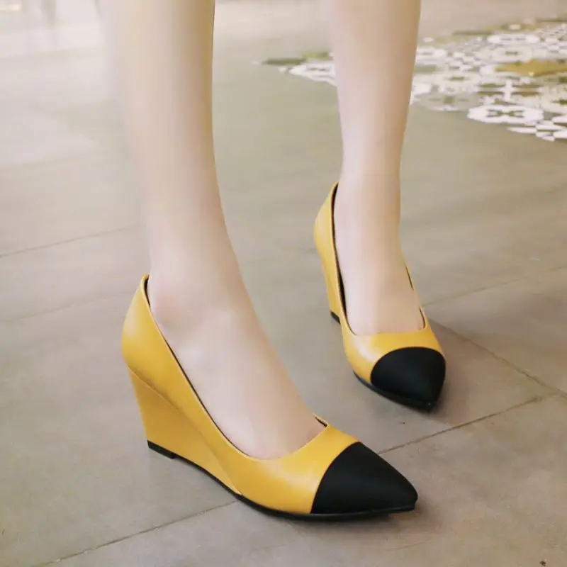 QPLYXCO High-quality Fashion Shoes woman Genuine leather 2018 High Heels Wedges Platform Pumps Elegant Wedding women shoes 18-26