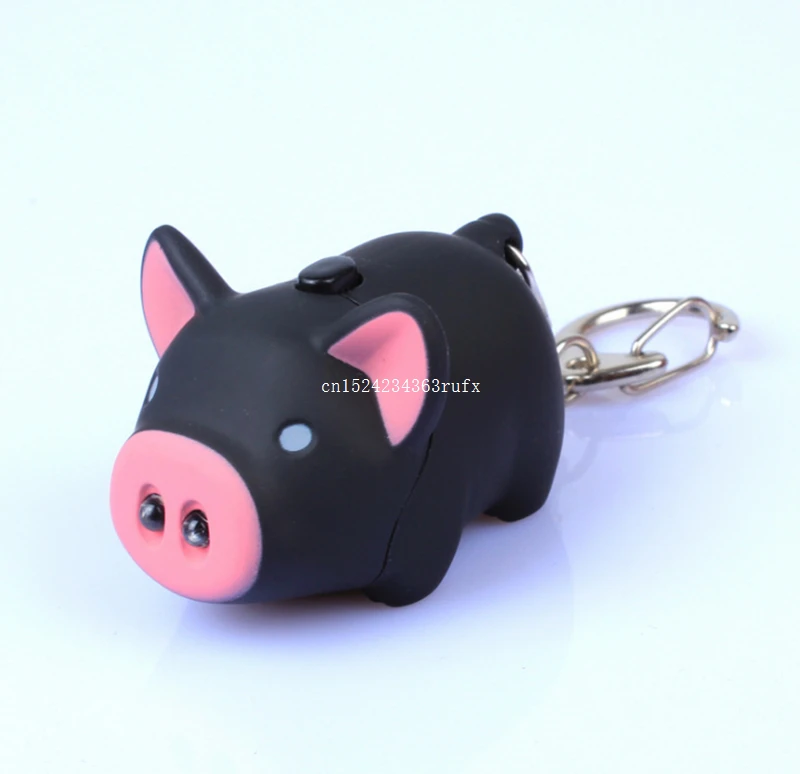 100pcs Pig Led Keychains Flashlight Sound Creative Kids Toys 3 Colors Cute Funny Light Key Rings Party Favors