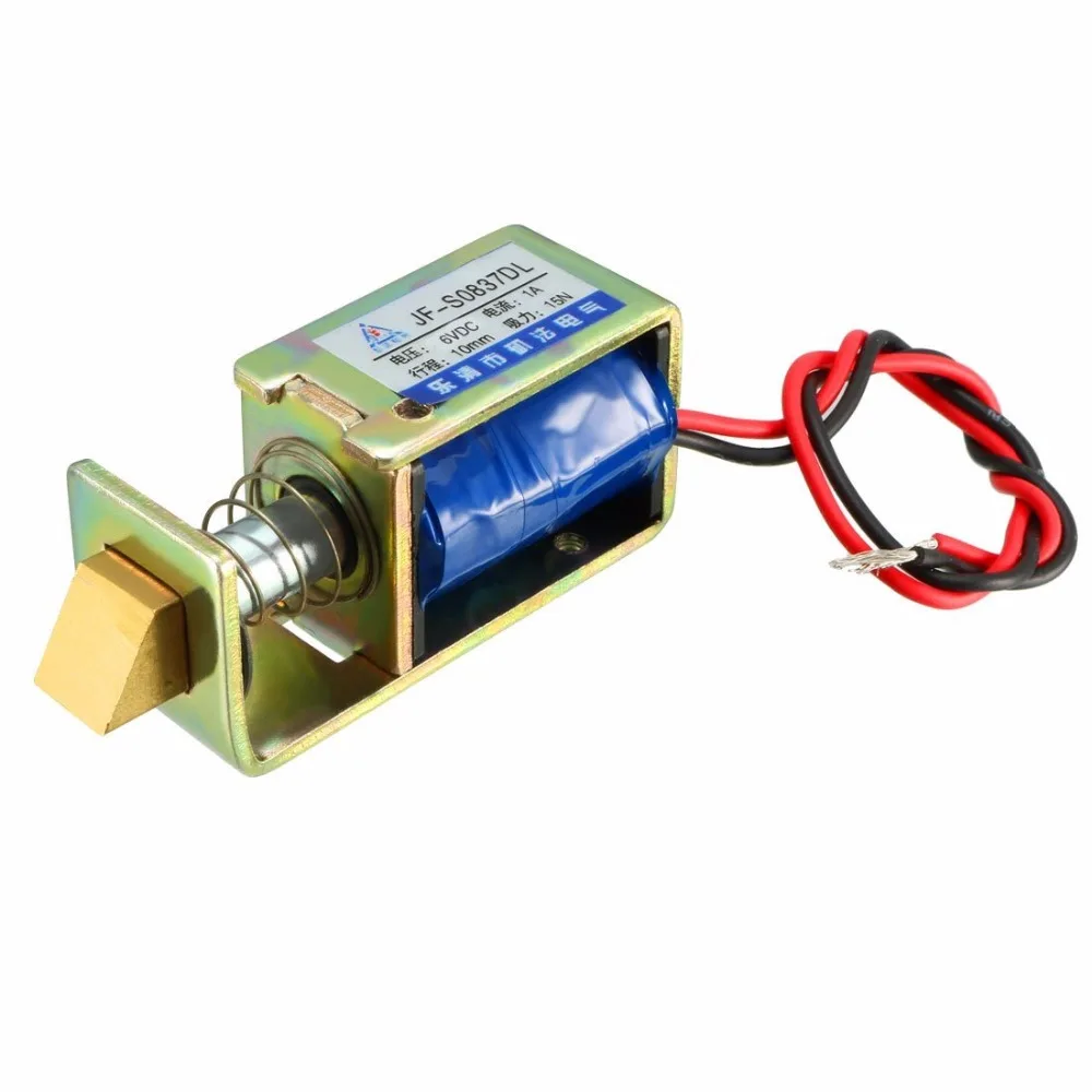 JF-S0837DL DC 6V 12V 24V 1A 15N 10mm Pull Type Open Frame Linear Motion Solenoid Electromagnet