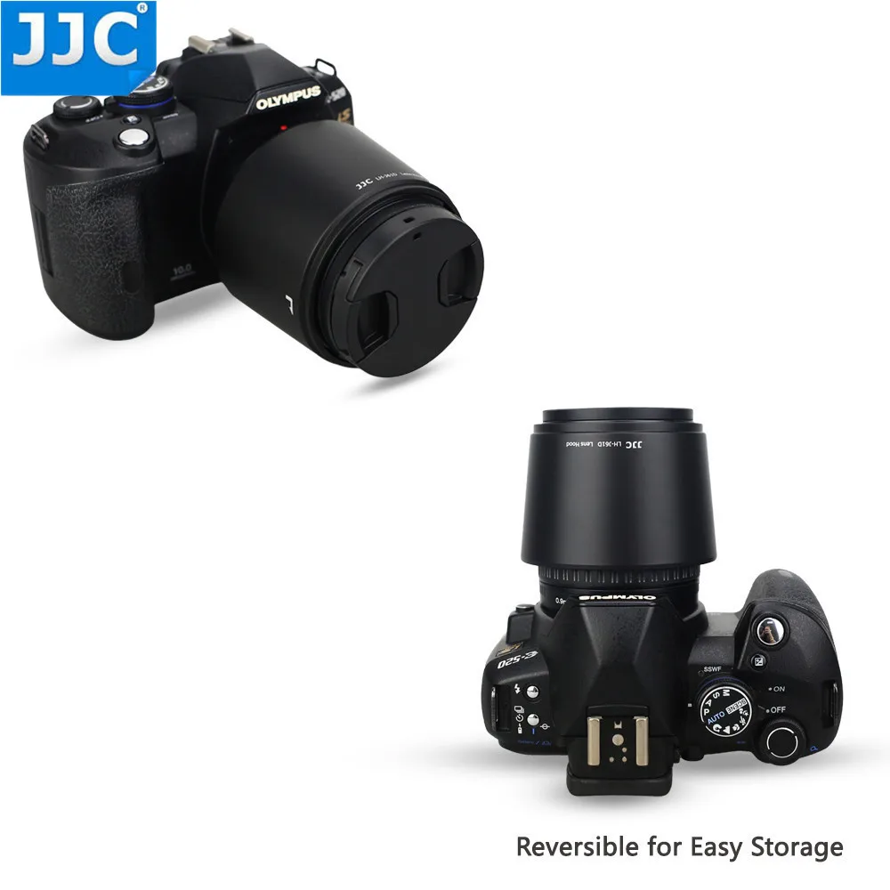 JJC Reversible Lens Hood Shade For OLYMPUS M.ZUIKO  DIGITAL ED 40-150mm 1:4.0-5.6 R Repaces Olympus  LH-61D Black Silver