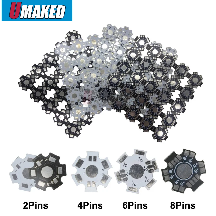 

50pcs 20mm for 2/4/6/8pin led RGB bead Heat Sink Aluminum Base Plate PCB Board Substrate for 3/6W led beads diy for Bulb lamp
