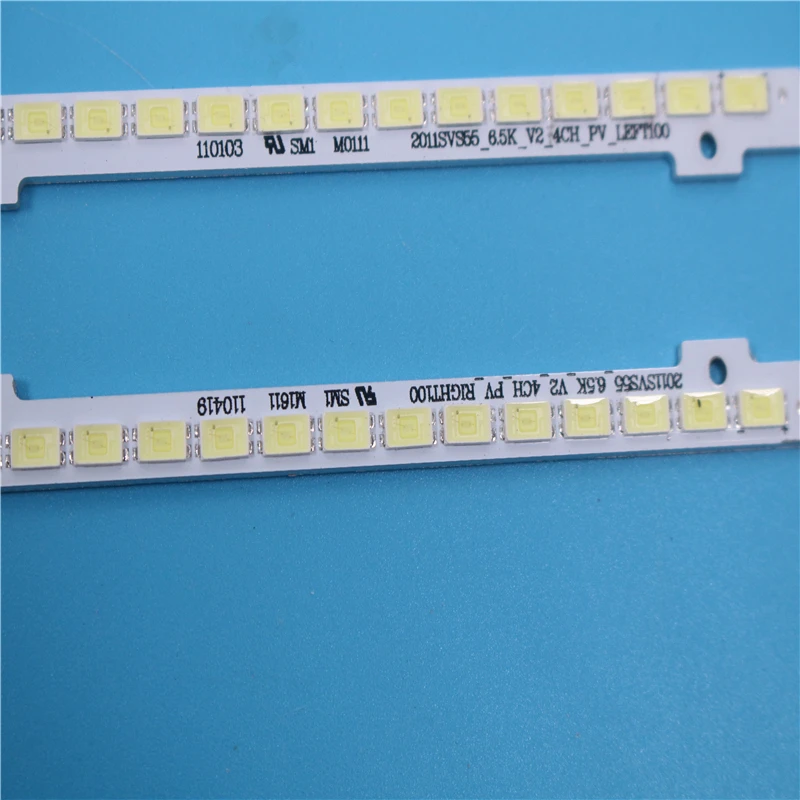 2 pieces/lot UA55D6600WJ BN64-01664A LED strip 2011SVS55-6.5K-V2-1CH-PV-RIGHT100 LEFT100 100 LEDs 680mm