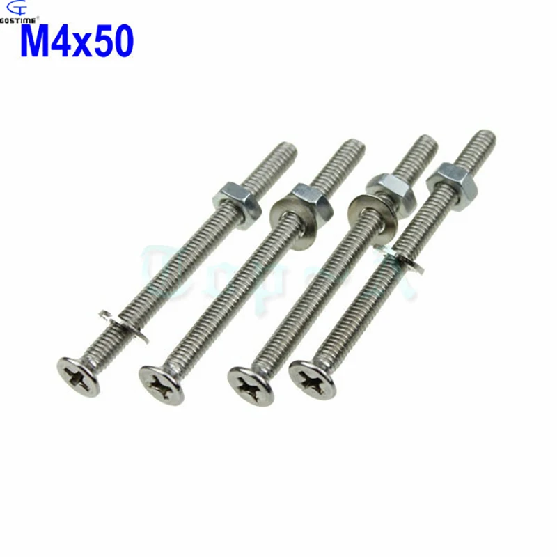 100pcs Lot Screw M4 50mm 304 Stainless Steel Phillips Flat Head Screws fit for Computer Case Fan 120mm x 38mm