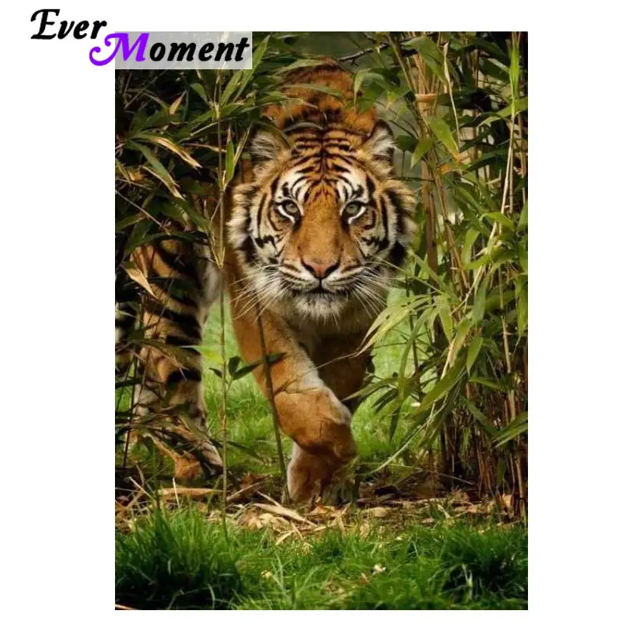 

Ever Moment DIY 5D Diamond Painting Cross Stitch Tiger in the Forest Diamond Embroidery Household Essentials Decoration ASF993