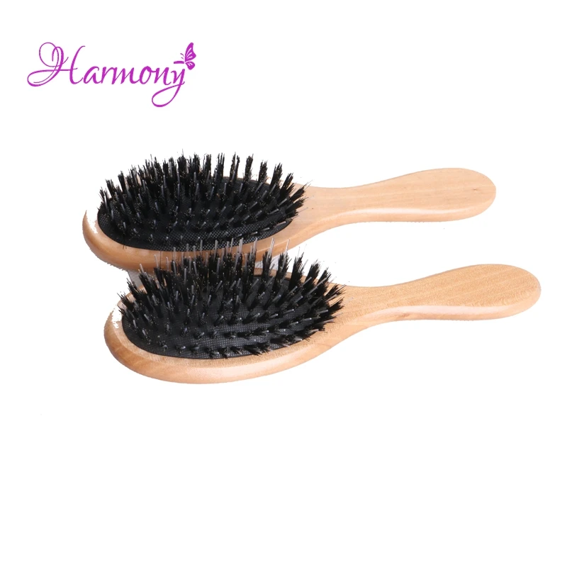 

50pcs/lot Professional Natural Varnish Wooden handle Boar Bristle Mix Nylon Hair Extensions Brush for Salon Use Tools