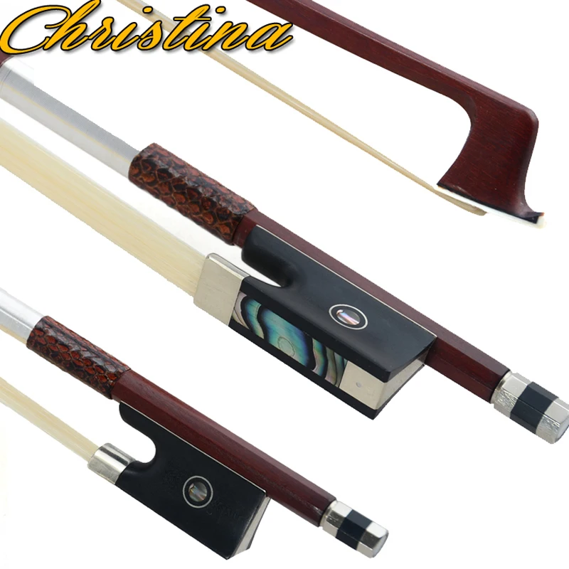 3 Pcs/Pack Violin Bow Brazil Wood Pole is Pure White Horse-hair  G01 High-grade Octagonal Ebony Fisheye Violin Bow