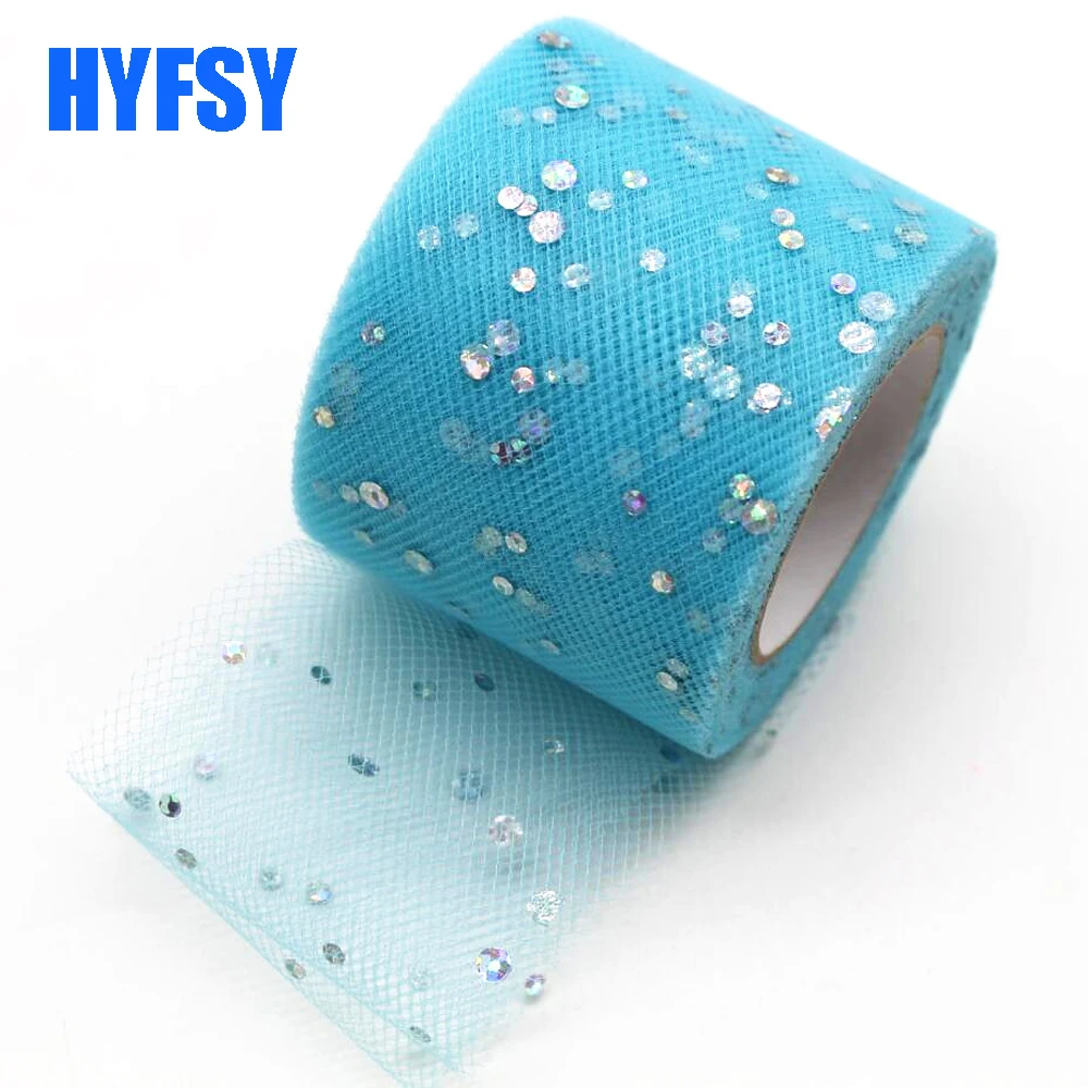 5cm/25 yards/roll Tulle Silver Laser Dots gauze Ribbon DIY Handmade material Headwear Hair Bows Home Decoration Belt 50mm