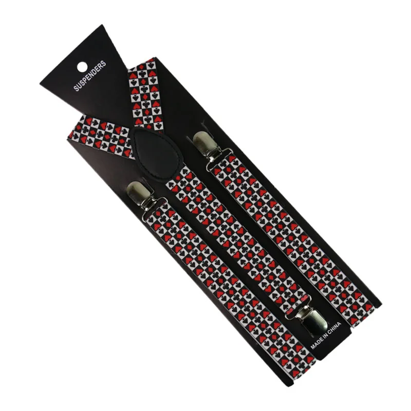 Fashion Guitar Poker Print Suspenders 2.5cm Men Women Unisex Y-back Classic Suspender Braces