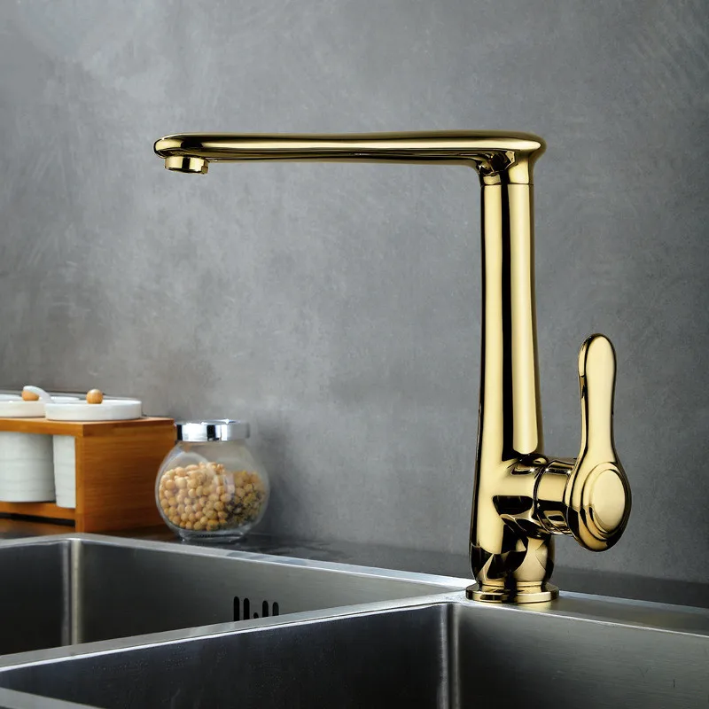 Kitchen Sink Faucets Brass Hot & Cold Sink Mixer Tap Single Handle Single Hole Deck Mounted Rose Gold/Black/White/Chrome/Nickel