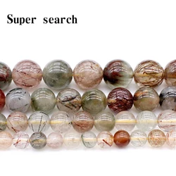 Superior quality Natural Rutilated Quartz hair crystal stone beads DIY Loose Beads for jewelry making Bracelet  Accessories