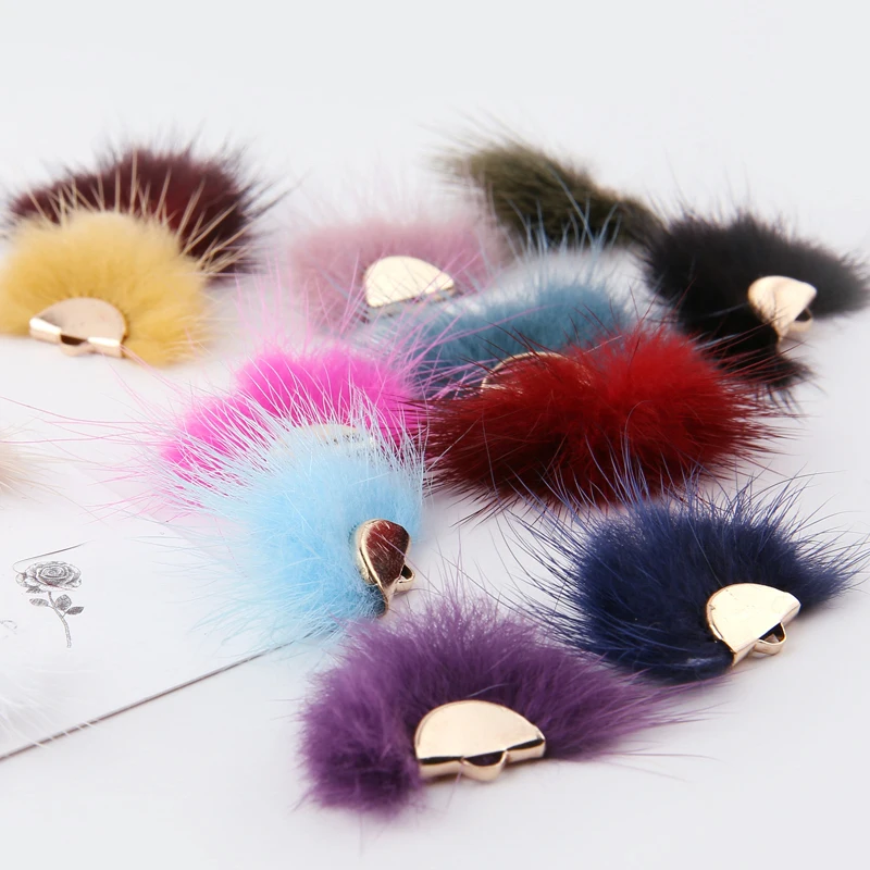 10pcs/lot  winter multi colored mink hair pendant earrings pendant material DIY hand made accessories