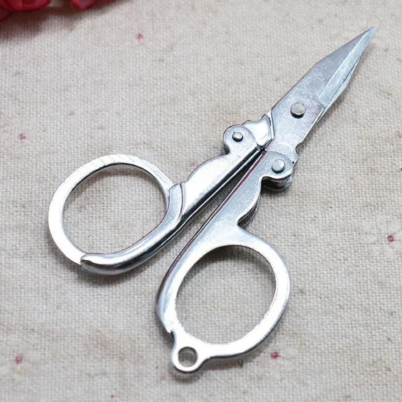 1200pcs Home Portable Folding Stainless Steel Scissors Mini Folding Scissors Travel Trip Tool Silver Free Shipping ZA5287