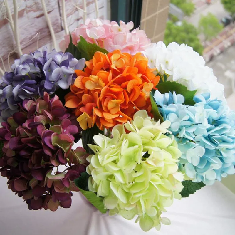 

Simulation Silk Flower (40 Pcs/Lot) White Artificial Fabric Hydrangea Bouquet Wedding Home Decorations 16 Colors