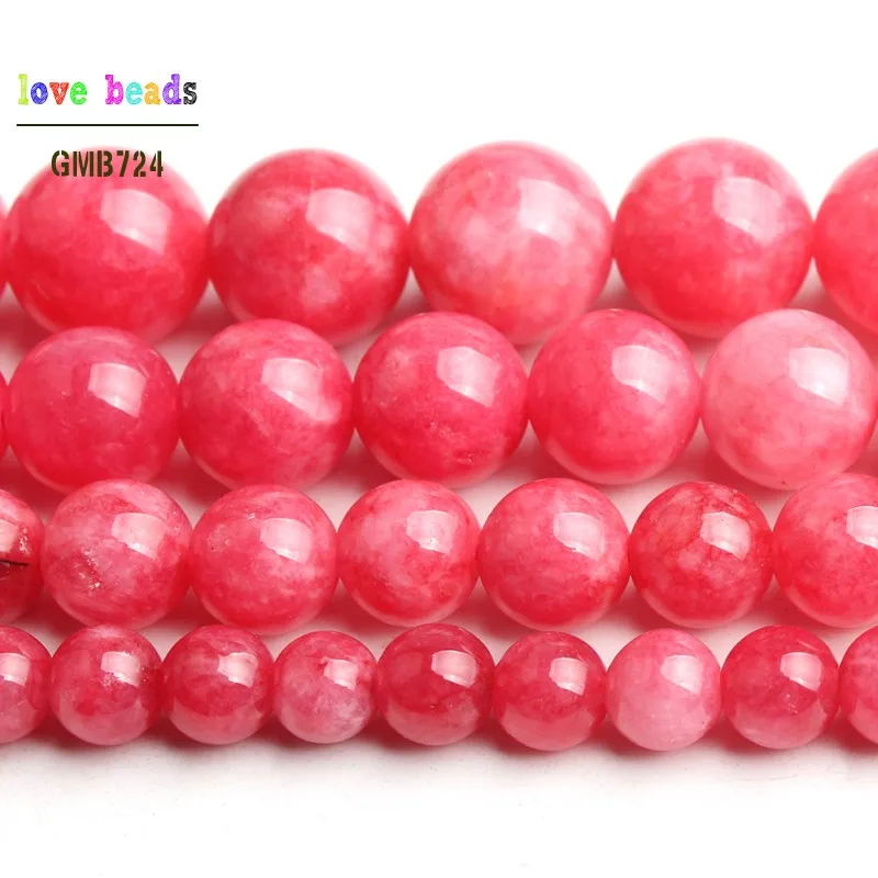 Red Angelite Stone Beads Rhodochrosite Loose Round Beads for Jewelry Making DIY Bracelet Necklace 15'' strand 6/8/10/12mm