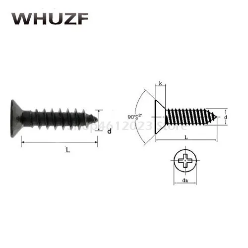 500PCS-M2/2.3/2.6*5/6/8/10/12mm GB846 Black Small Flat Countersunk Head Tapping Screw Self Tapping Screws