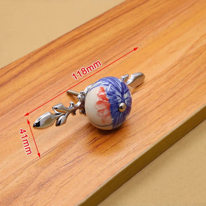 KAK 41mm China Blau und Weiß Porzellan Keramik Schrank Griff und Zieht Küche Griffe Schublade Knöpfe Möbel Griff und knöpfe