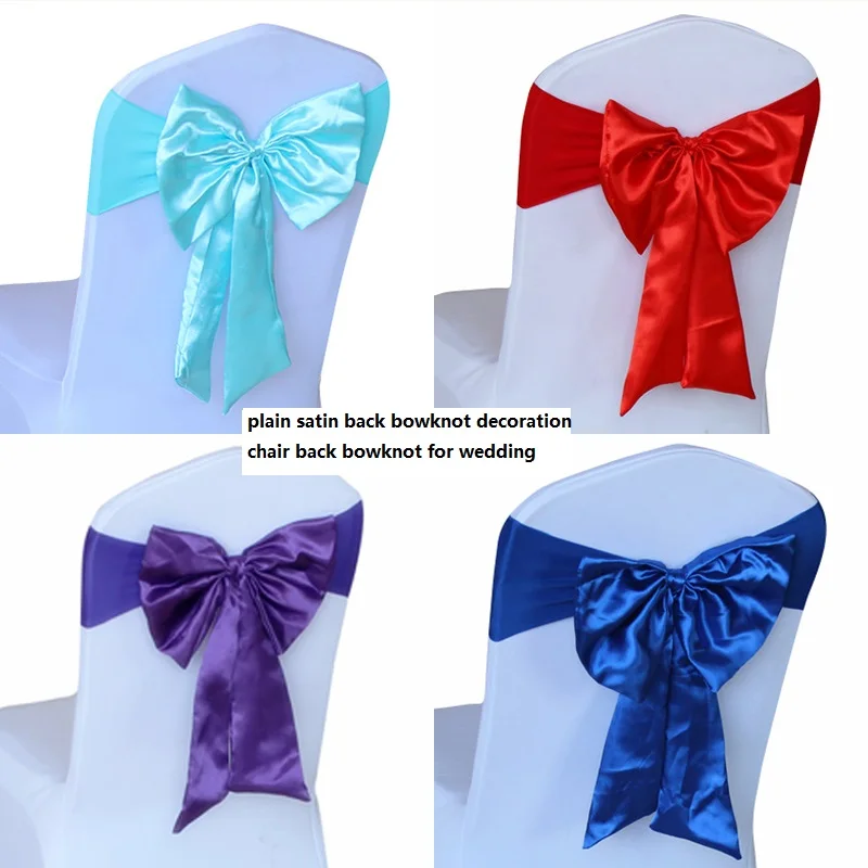 

Plain Satin Back Bowknot Decoration Chair Back Bowknot For Wedding