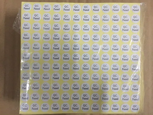 Retail 9900Pcs/Lot 1.3cm White Round Sticker Q. C. Passed Logo Characters Labels 0.51inch Waterproof Adhesive Stickers Paper