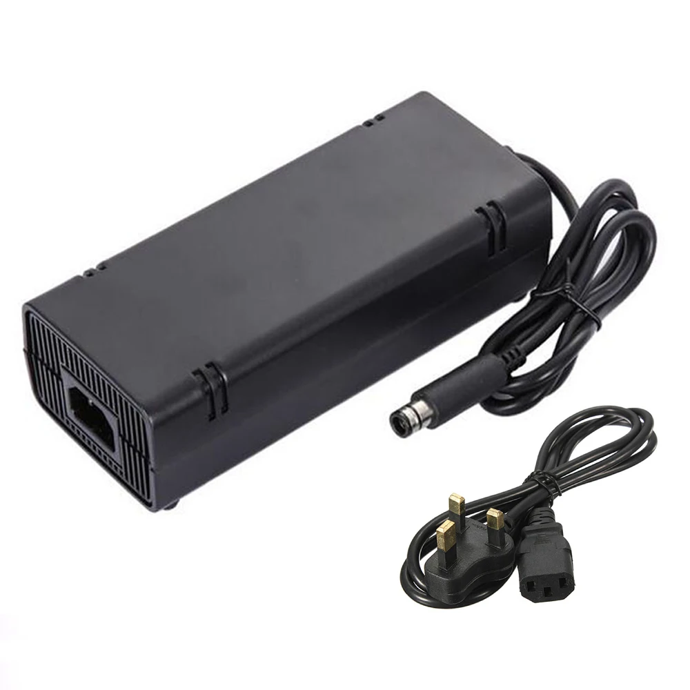 

50PCS High quality UK Plug 12V 115W AC Adapter Charger Power Supply Cord Cable For Xbox360 Xbox 360 E with DC cable