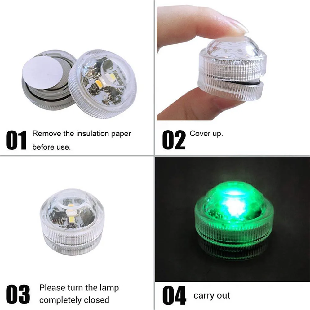 Battery Operated Mini Submersible Light RGBW LED Tea Light 10pcs Light with  Remote Package Wedding Party Decoration