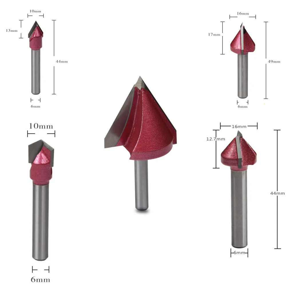 

1PC 6mm V Type RED Woodworking Cutter with 60/90/120/150 Degree for Computer Engraving Machine