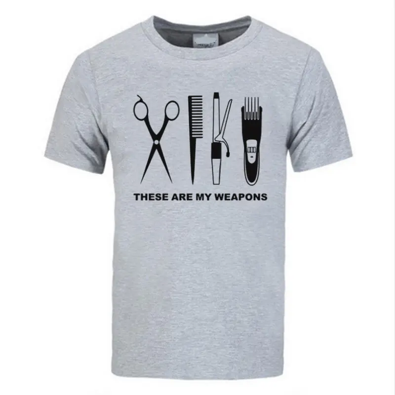 New 2024 Summer Fashion Hairdresser T Shirt Men Short Sleeve Cotton Barber Weapons T-shirt Tops scissors Tshirt MoreSize