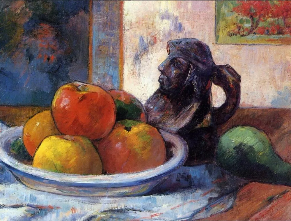 

High quality Oil painting Canvas Reproductions Still Life with Apples, a Pear and a Ceramic Portra by Paul Gauguin hand painted