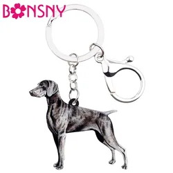 Bonsny Acrilico Tedesco Weimaraner Cane Portachiavi della Catena Chiave Anello Animale Sacchetto del Regalo Dei Monili Per Le Donne Ragazze Pet Lovrs Borsa Auto pendenti e Ciondoli