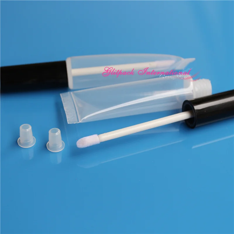 

100pcs/lot shinny black cap empty soft tube for lip gloss 15ml squeezable PP platic tube lip gloss empty container bottles