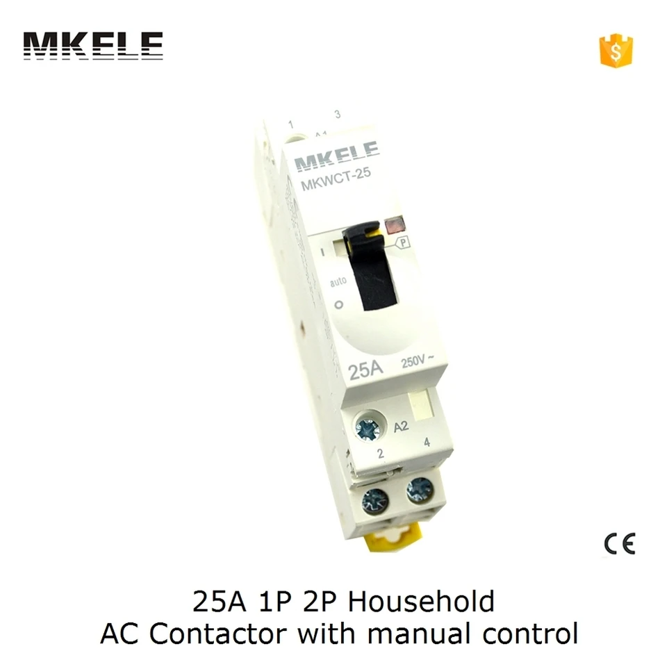 2P 2NO  Din Rail Household Ac Contactor 24V 25A With Manual Control Contactores Kontaktor