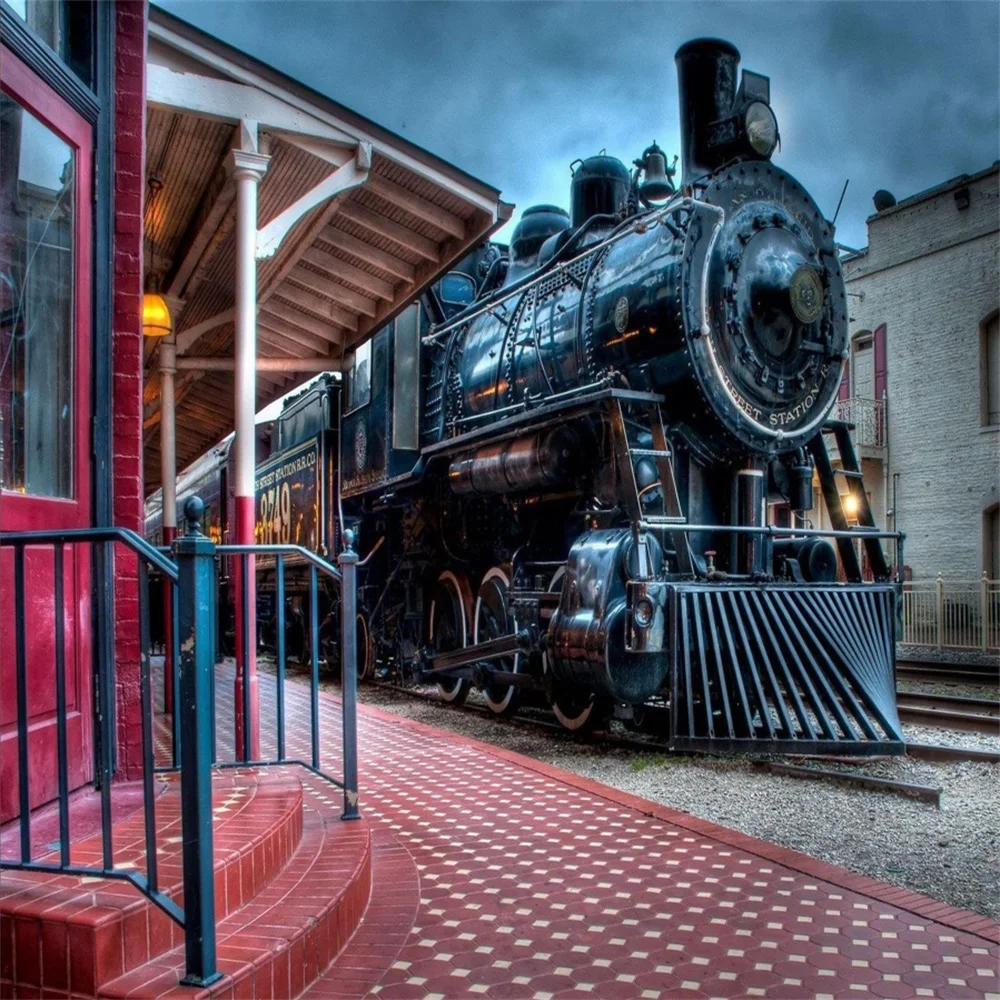 Laeacco Old Steam Locomotive Smoking Train Natural Scenery Photographic Backgrounds Vinyl Photography Backdrops For Photo Studio