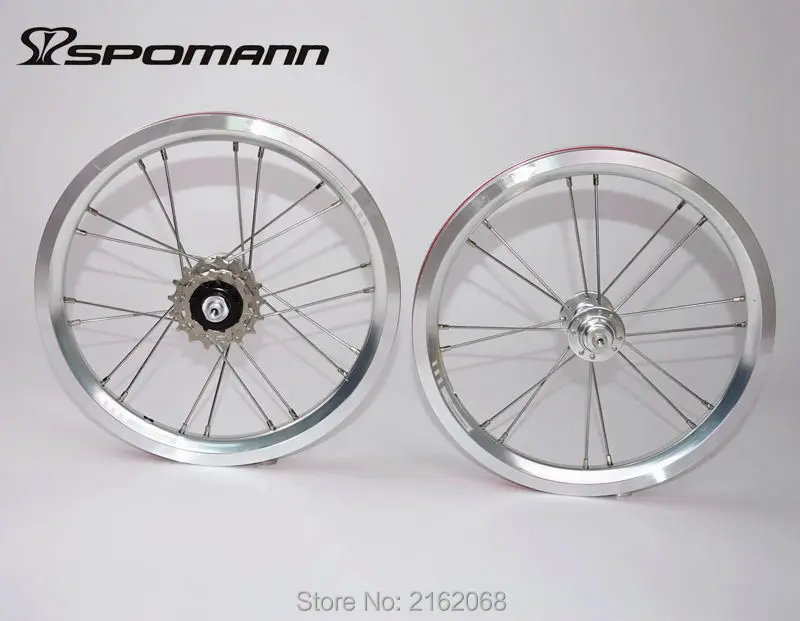 New SPOMANN 14 inch Folding bike alloy V brake BMX bicycle clincher rims wheelset MTB 14er 7 bearing 3 speed freewheel new