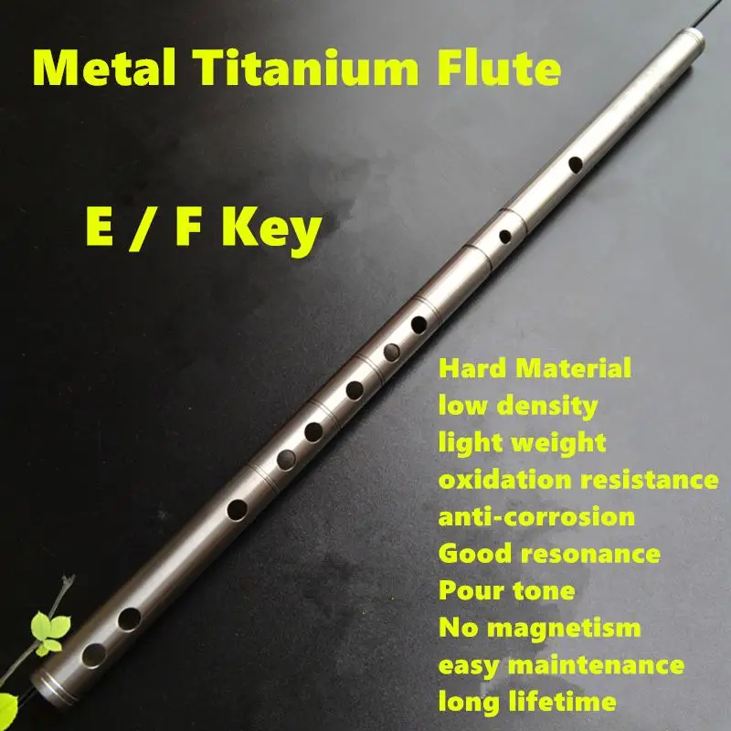 Titanium Metal Flute Dizi E/F Key Concert Flute Profissional Metal Flauta Music Instrument Dizi Self-defense Weapon Metal Flute