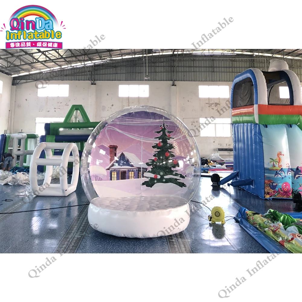 

Commercial Quality Human Size Snow Globe Tent, Chridtmas Decoration White Inflatable Snow Globe For Photography