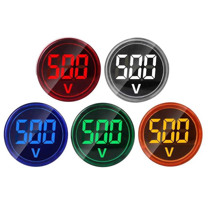 LED Voltmeter Signal Lights Digital Display Gauge Volt Voltage Meter Indicator Lamp Tester Measuring Range AC 60-500V DC 6-100V