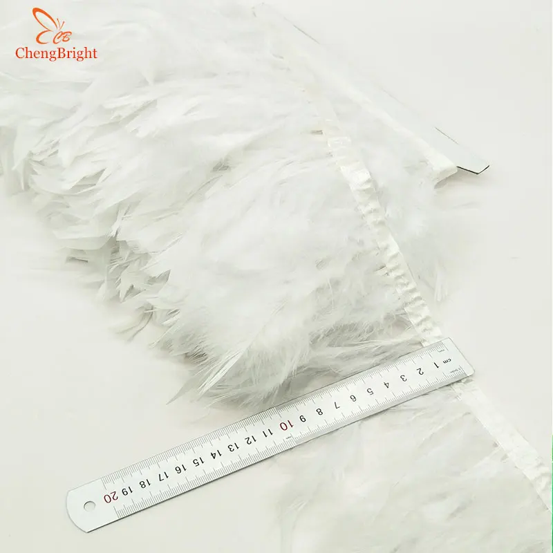 ChengBright Đẹp 2 Yards Thổ Nhĩ Kỳ Feathers Trim Vải Biên Gà Pheasant Feather Trims Quần Áo Cưới Feathers Ribbon DIY