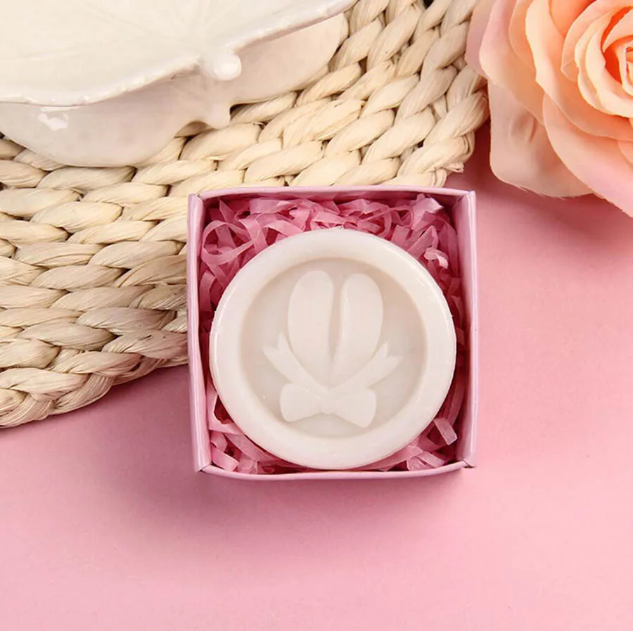 20pcs Round White Bow Flower Soap With Box For Wedding Party Birthday Baby Shower Souvenirs Gift Favor New