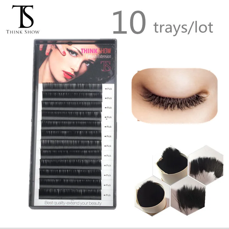 

Thinkshow 10 trays Faux Mink Individual Eyelash Extension B/C/D Curl Extended Lashes Pro Soft False Eyelashes Extension Cilia